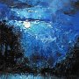 Full Moon, Laughing Chicken Farm - Oil on wood 7 x 5 Copyright 2010 Tim Malles (456x640)